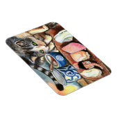Kat die naar Sushi kijkt Magneet (Rechterzijde)