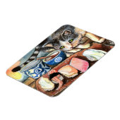 Kat die naar Sushi kijkt Magneet (Linkerzijde)