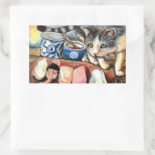 Kat die naar Sushi kijkt Rechthoekige Sticker (Tas)