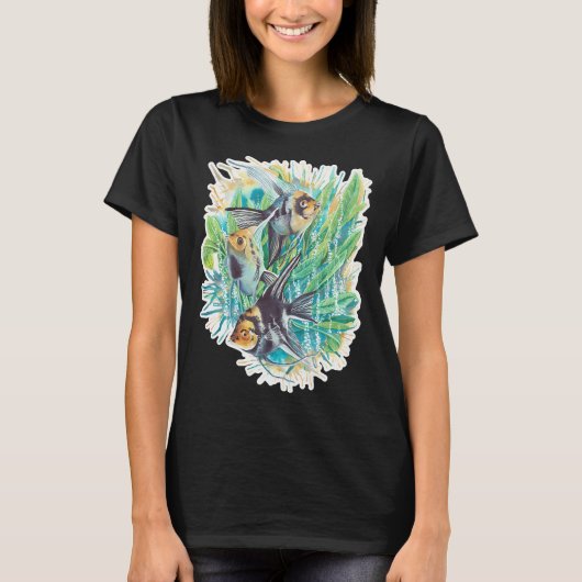Kat die naar vis kijkt t-shirt (Voorkant)