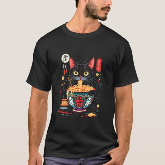 Kat die noedels eet t-shirt (Voorkant)