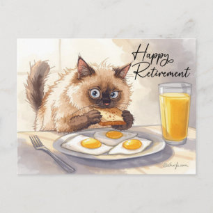 Kat die ontbijt eet Gefeliciteerd met je pensioen Briefkaart