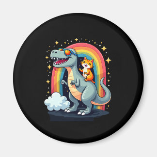 Kat die op dinosaurus T-Rex kitten regenboog dino  Magneet
