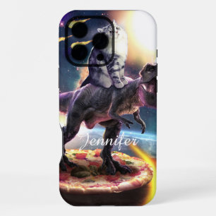 Kat die op een dinosaurus eenhoorn in de ruimte ri iPhone 16 pro max hoesje