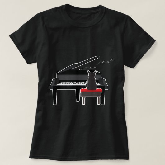 Kat die Piano Music Lover Funny T speelt T-shirt (Design voorkant)