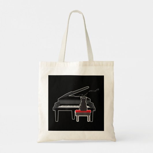 Kat die Piano Music Lover Funny T speelt Tote Bag (Achterkant)
