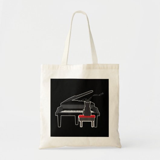 Kat die Piano Music Lover Funny T speelt Tote Bag (Voorkant)
