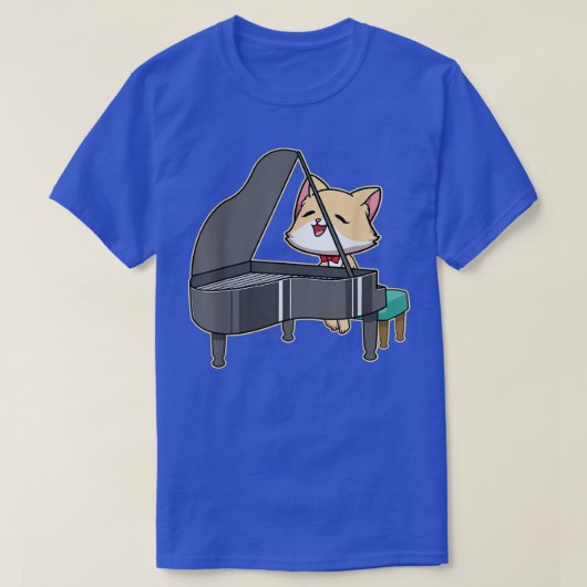 Kat die Piano Music Lover Kat Cute Pets Anim afspe T-shirt (Design voorkant)