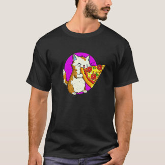Kat die pizza eet Kat en pizza T-shirt