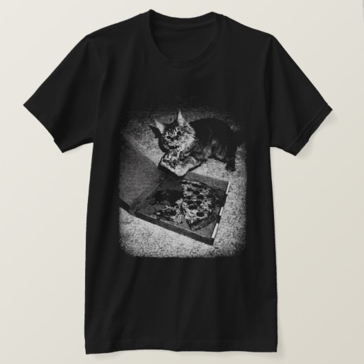 Kat Die Pizza Steelt Funny Cat T Shirt (Design voorkant)