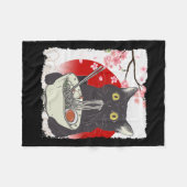  kat die ramen eet Grappig Japans Kattennoodle Fleece Deken (Voorkant (Horizontaal))