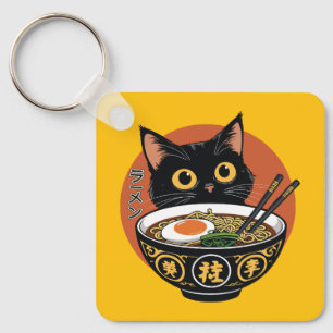 Kat die ramen eet sleutelhanger