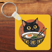 Kat die ramen eet sleutelhanger (Voorkant)