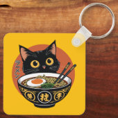 Kat die ramen eet sleutelhanger (Achterkant)
