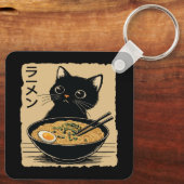 Kat die ramen eet sleutelhanger (Achterkant)