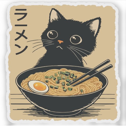 Kat die ramen eet  sticker (Voorkant)