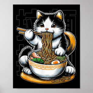 Kat die Ramen Eet Voedsel Kat Liefhebber Ramen Noe Poster