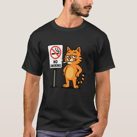 Kat die sigaret rookt T T-shirt (Voorkant)