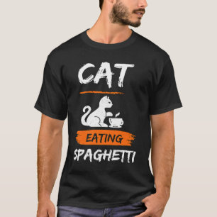 Kat die spaghetti en noedels eet met vork voor kat t-shirt
