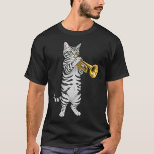 Kat die trompet speelt Marching Band Mannen Vrouwe T-shirt