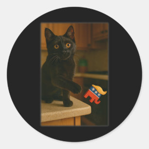 Kat die Trump van de balie stoot Belg Grappig Ronde Sticker