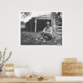 Kat die uit een koffieblikje eet poster (Keuken)