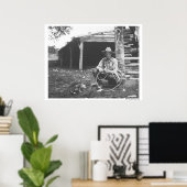 Kat die uit een koffieblikje eet poster (Thuiskantoor)