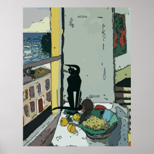 Kat die van Venster kijkt Poster