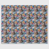 Kat die van Verjaardagstaart Acrylkunst geniet, Cadeaupapier (Vlak)