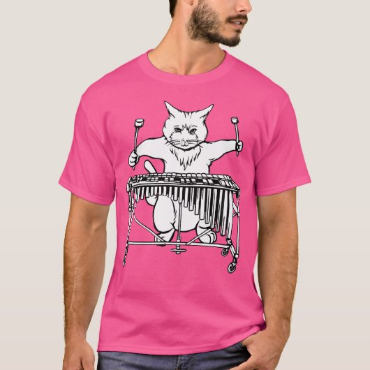 Kat die Vibraphone T Shirt Jazz Marimba speelt (Voorkant)