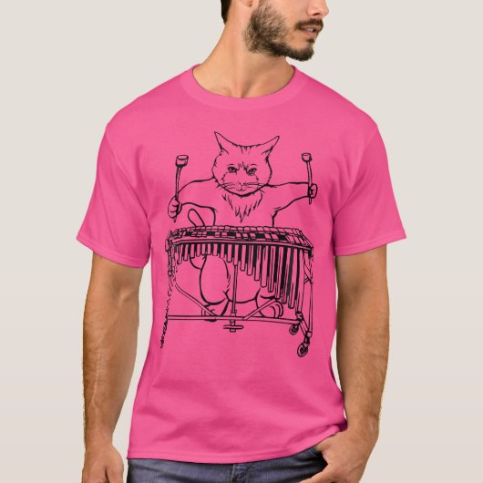 Kat die Vibraphone T Shirt Jazz Marimba speelt (Voorkant)