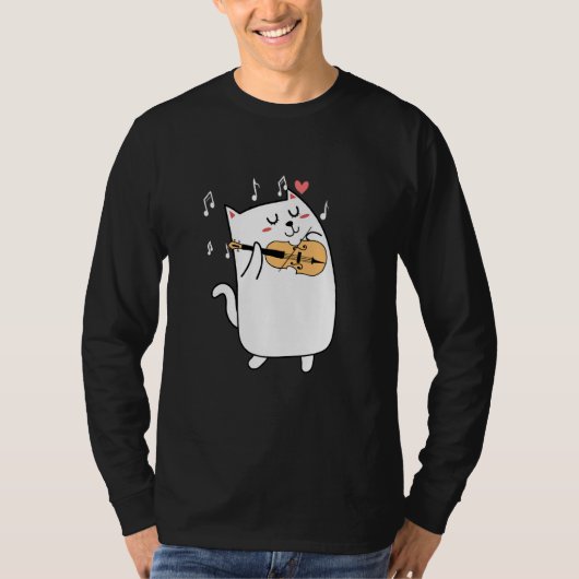 Kat die Violin Idee speelt voor dieren of violist  T-shirt (Voorkant)