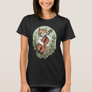Kat die viool speelt in cottagecore-esthetiek t-shirt
