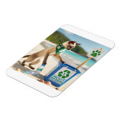 Kat die vuilnis ophaalt, maakt het strand schoon magneet (Linkerzijde)