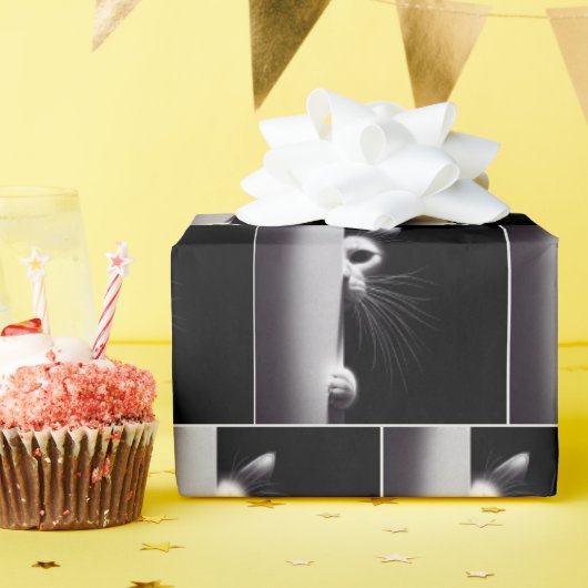 Kat die zich in schaduwen verbergt cadeaupapier (Verjaardagsfeest)