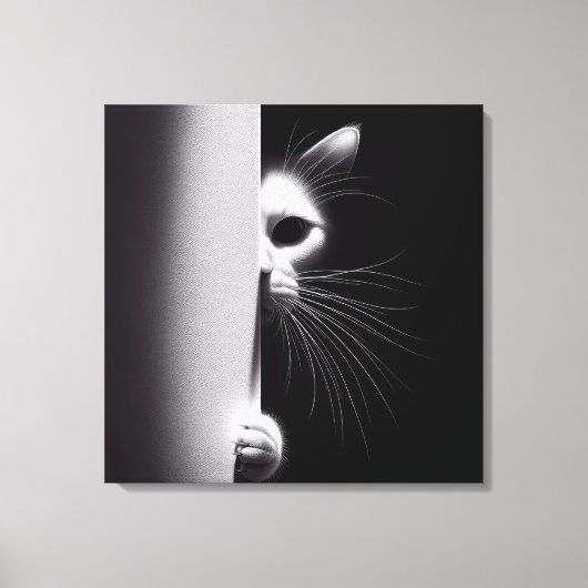 Kat die zich in schaduwen verbergt canvas afdruk (Voorkant)