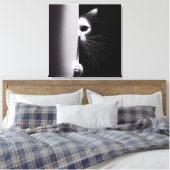 Kat die zich in schaduwen verbergt canvas afdruk (Insitu (Slaapkamer))