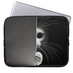 Kat die zich in schaduwen verbergt laptop sleeve