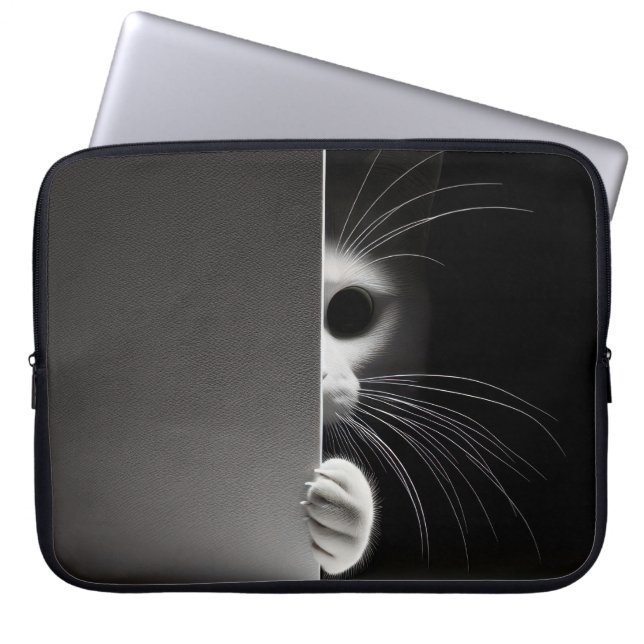 Kat die zich in schaduwen verbergt laptop sleeve (Voorkant)