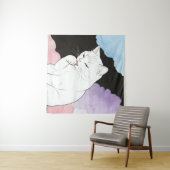 Kat die zijn poot schoonmaakt wandkleed (In Situ (horizontaal))