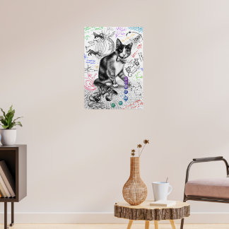 Kat die zwaartekracht W bestudeert Poster