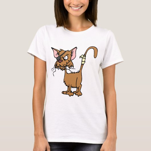 Kat Dier gewond Hurt Fighting Patch Pet T-shirt (Voorkant)