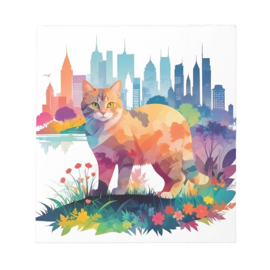 Kat Dier Natuur Milieu Kunst Schilderen Notitieblok (Voorkant)