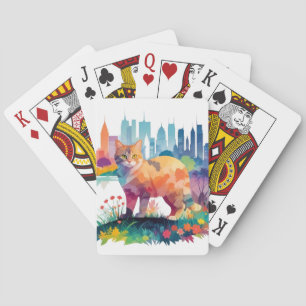 Kat Dier Natuur Milieu Kunst Schilderen Pokerkaarten