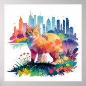 Kat  Dier Natuur Milieu Kunst Schilderen Poster (Voorkant)