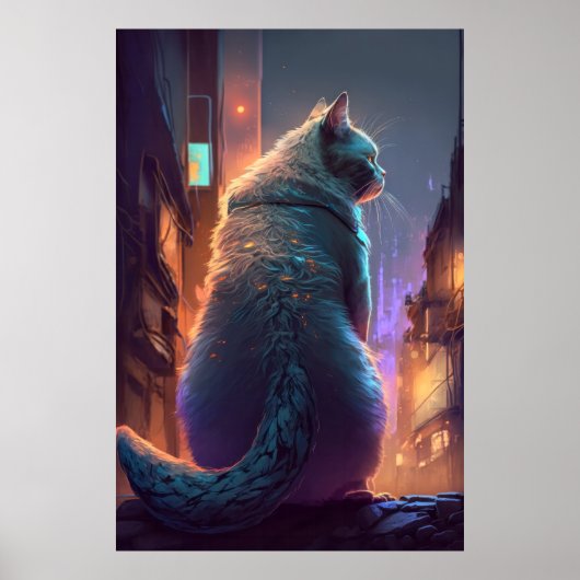 Kat Dier Portret Schilderij Pet Karakter Poster (Voorkant)