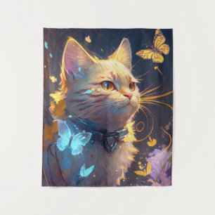 Kat Dier Portret Schilderij Pet Karakter Wandkleed