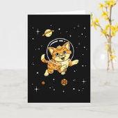 Kat dieren in de ruimte kaart (Gele Bloem)