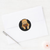 Kat-dieren: Kat-motorkap Ronde Sticker (Envelop)
