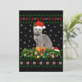 Kat Dierenliefhebber Kerstman Muts Lelijke Russisc Kaart (Staand voorkant)